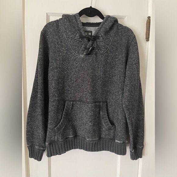 Billabong Men's Distressed Hoodie with Buttons Size Medium Dark Gray Surfer - Picture 1 of 6